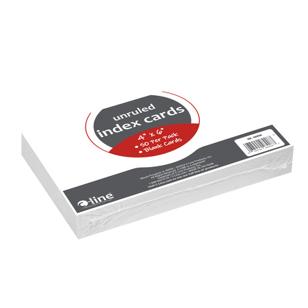 C-Line Products 4in X 6in Index Cards, White, Unruled, 50PK 48908